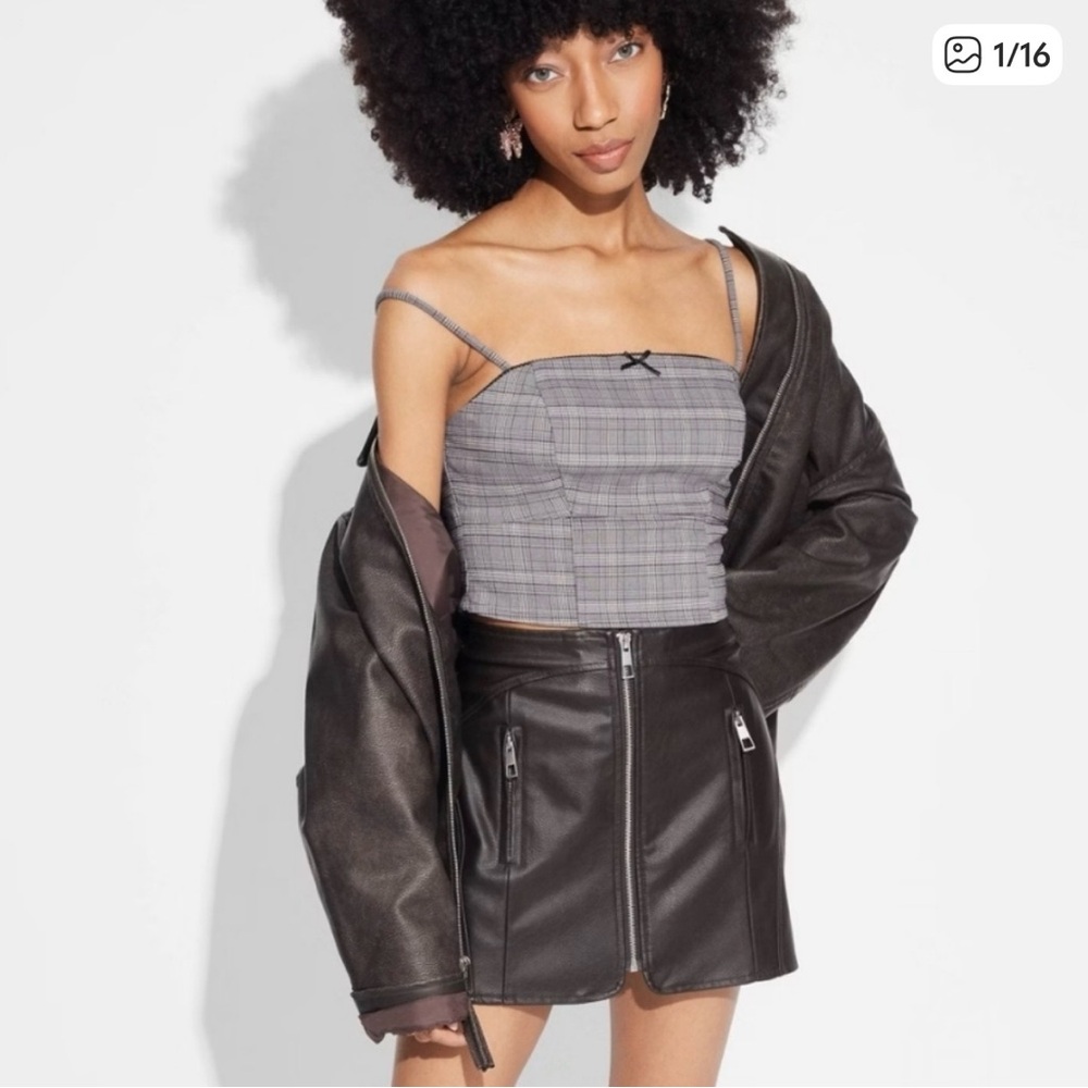 Brown faux leather mini skirt from Target